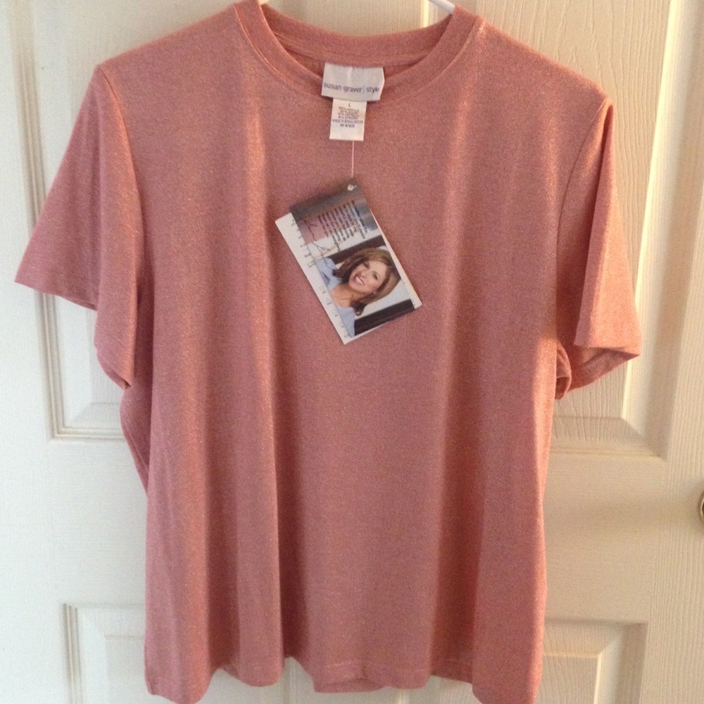 Sparkly pink/peach w/silver threads, Women’s Large, like a size 14, NWT